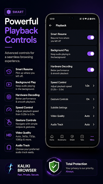 Kaliki Browser playback controls screenshot