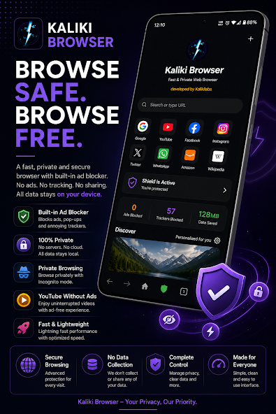 Kaliki Browser safety dashboard screenshot