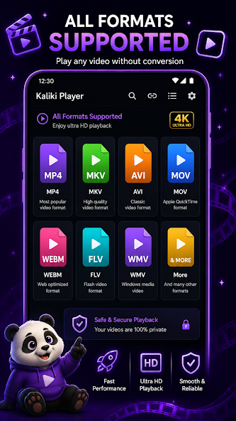 Kaliki Player formats supported screenshot
