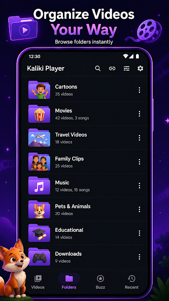 Kaliki Player video folders screenshot